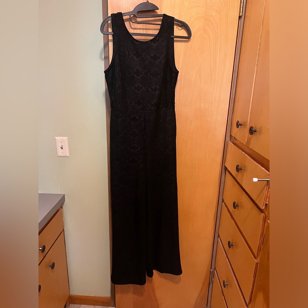 Snakeskin print black jumpsuit